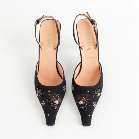 PRADA butterfly flower slingback heels - 38 / 8 - Picture 1 of 6